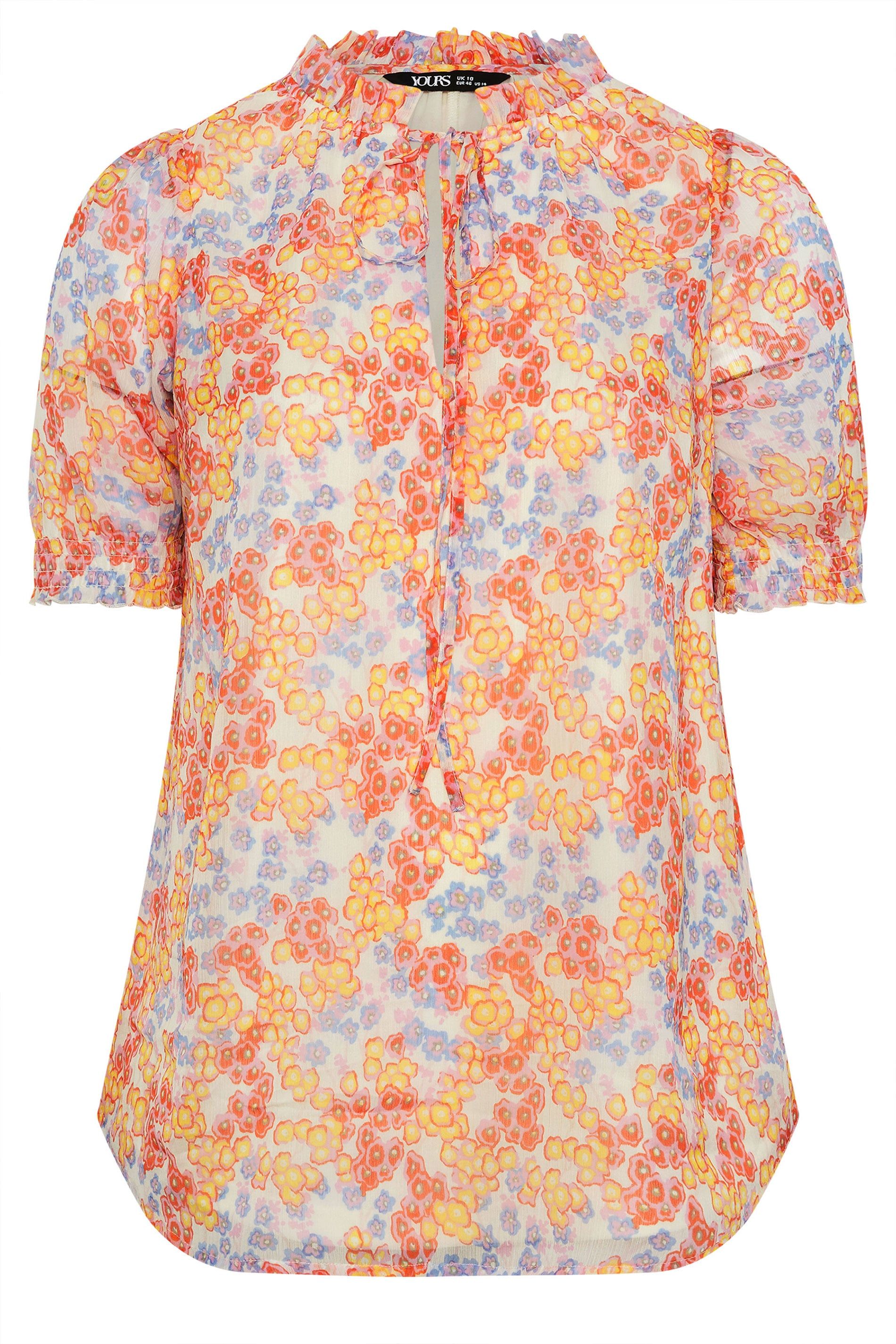 Yours Floral Frill Neck Blouse