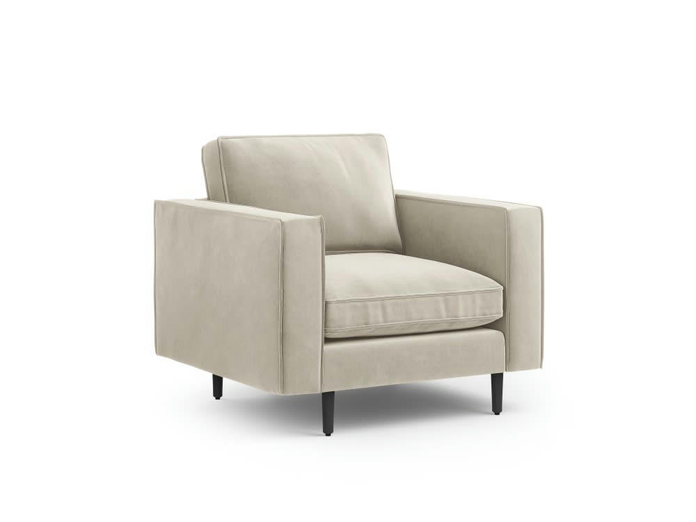 ALEXIS - Fauteuil 1 place en velours beige