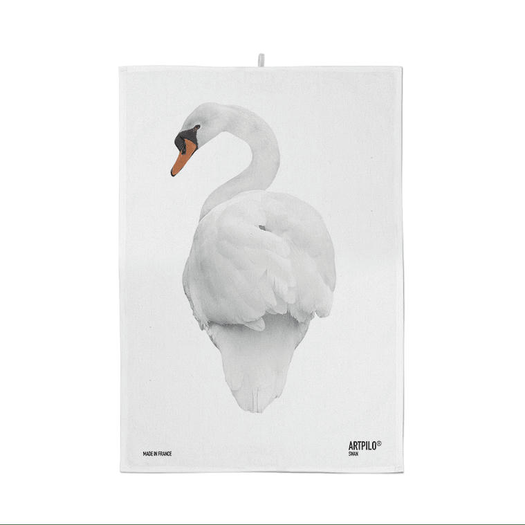 - Torchon déco animal coton blanc