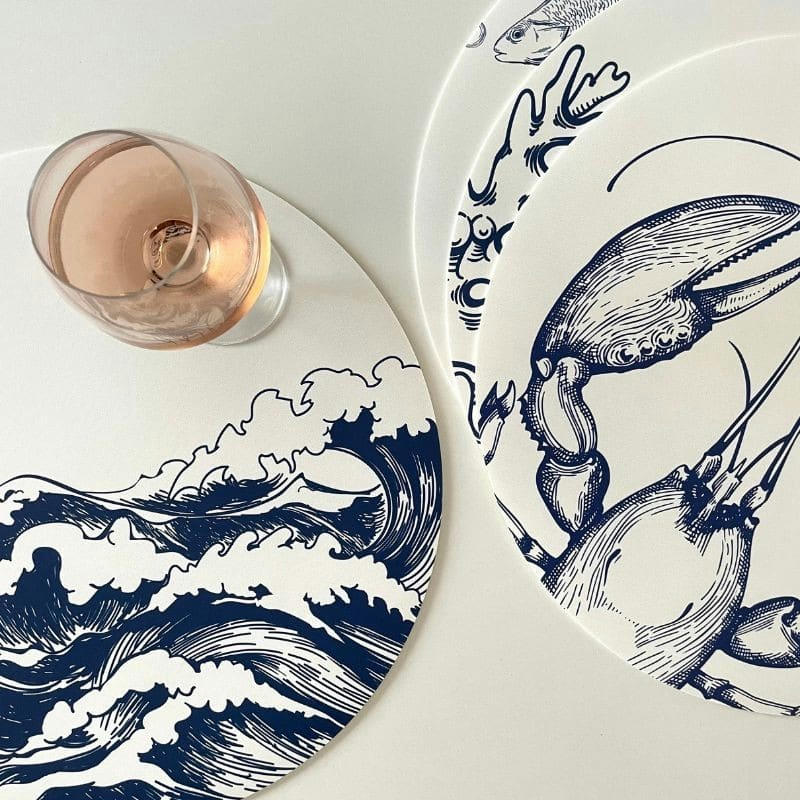 MIX BORD DE MER - Lot de 4 sets de table L 38xl 38cm Bleu Océan