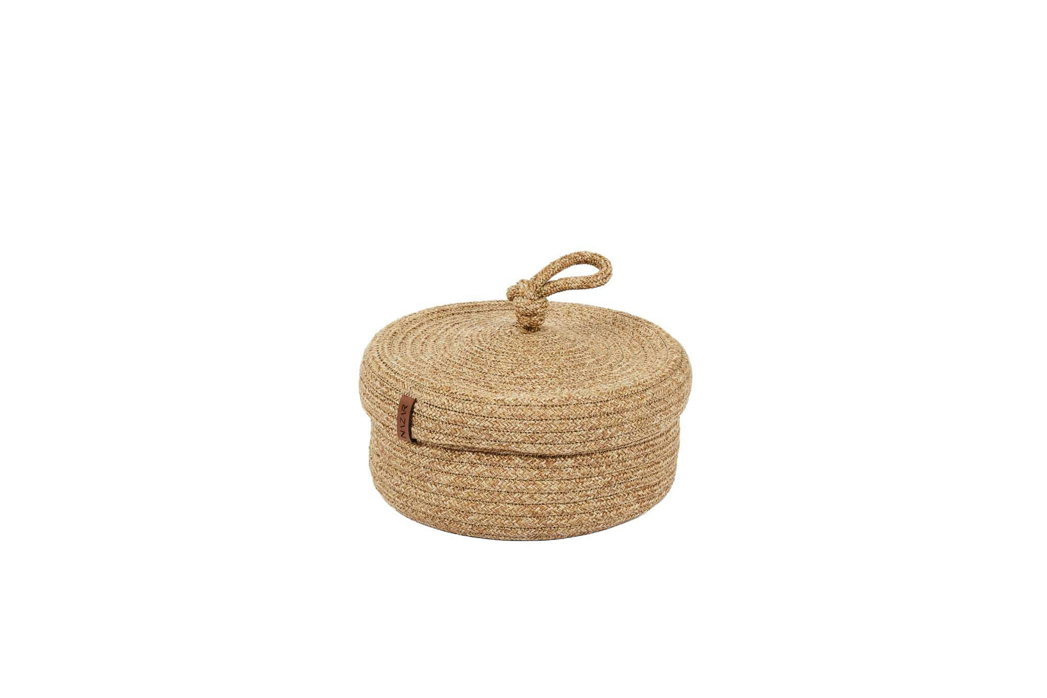 CALI - Panier uni aspect jute fait main beige - 20x34