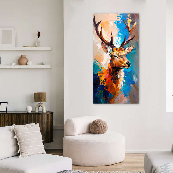 Feeby Obraz nowoczesny do salonu biura, Jeleń Natura imitacja farby 40x80