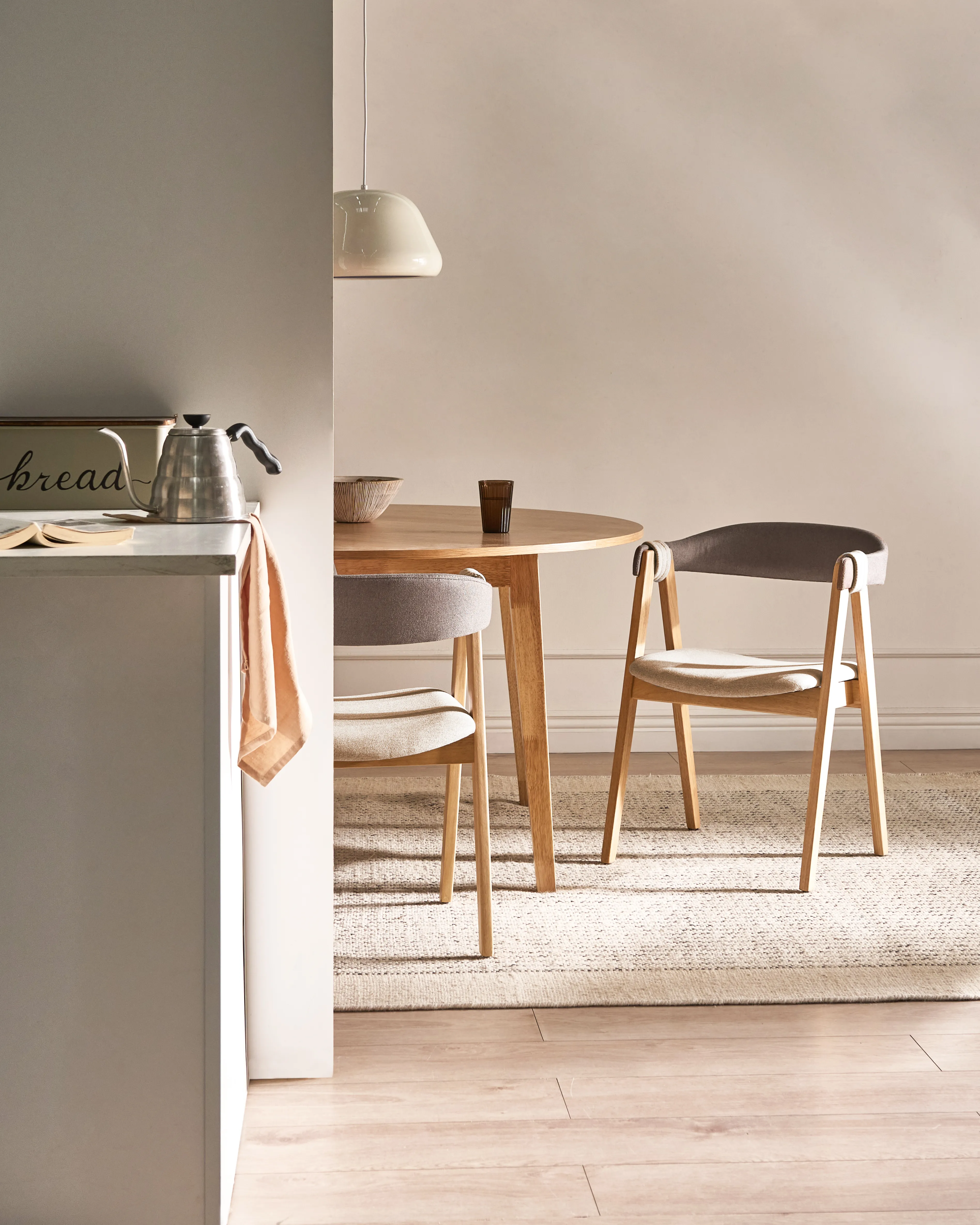 Set of 2 Dining Chairs DAY Fabric Light Brown/ Taupe