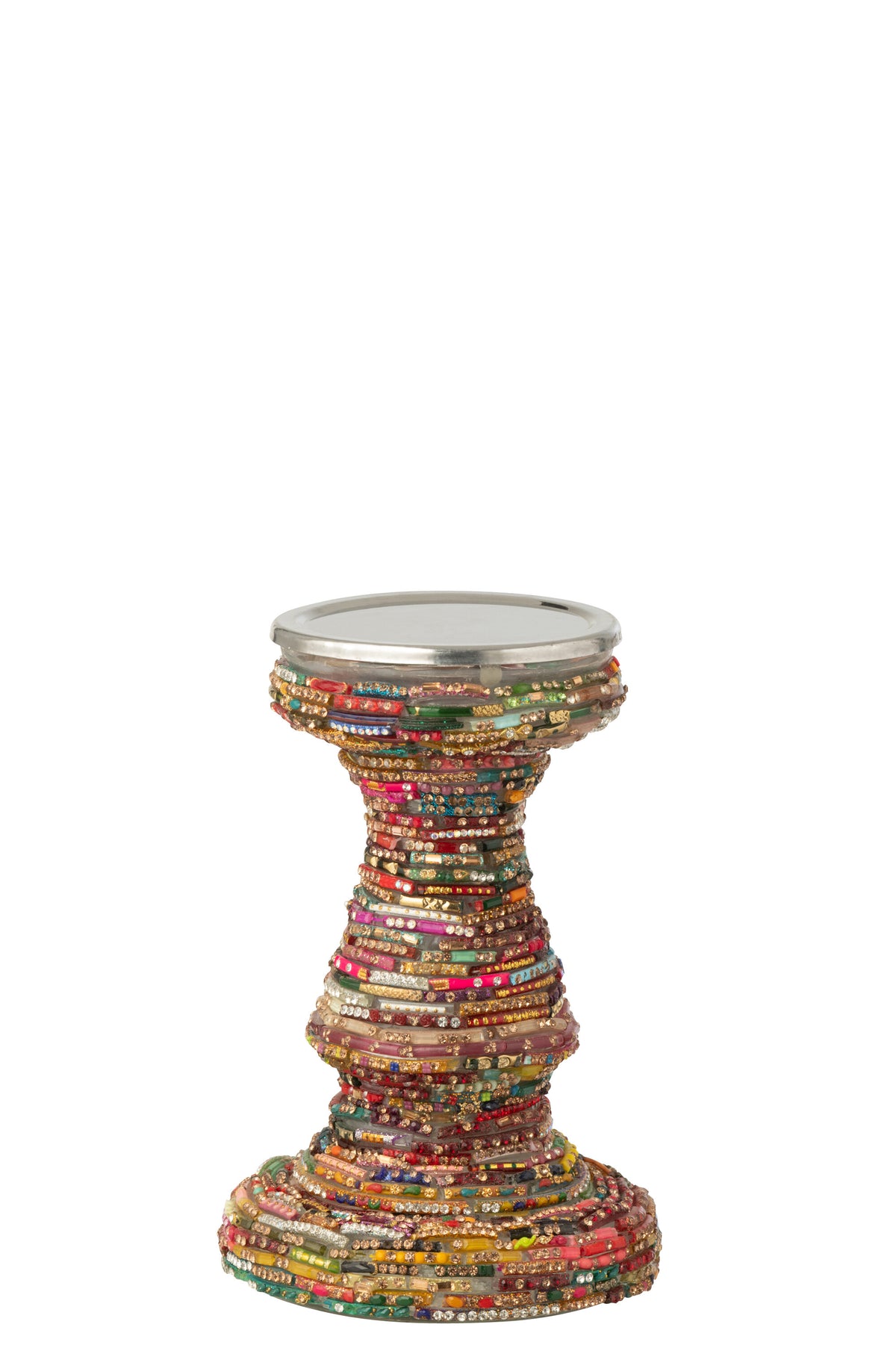 J-Line kandelaar Kralen - glas - roze/goud