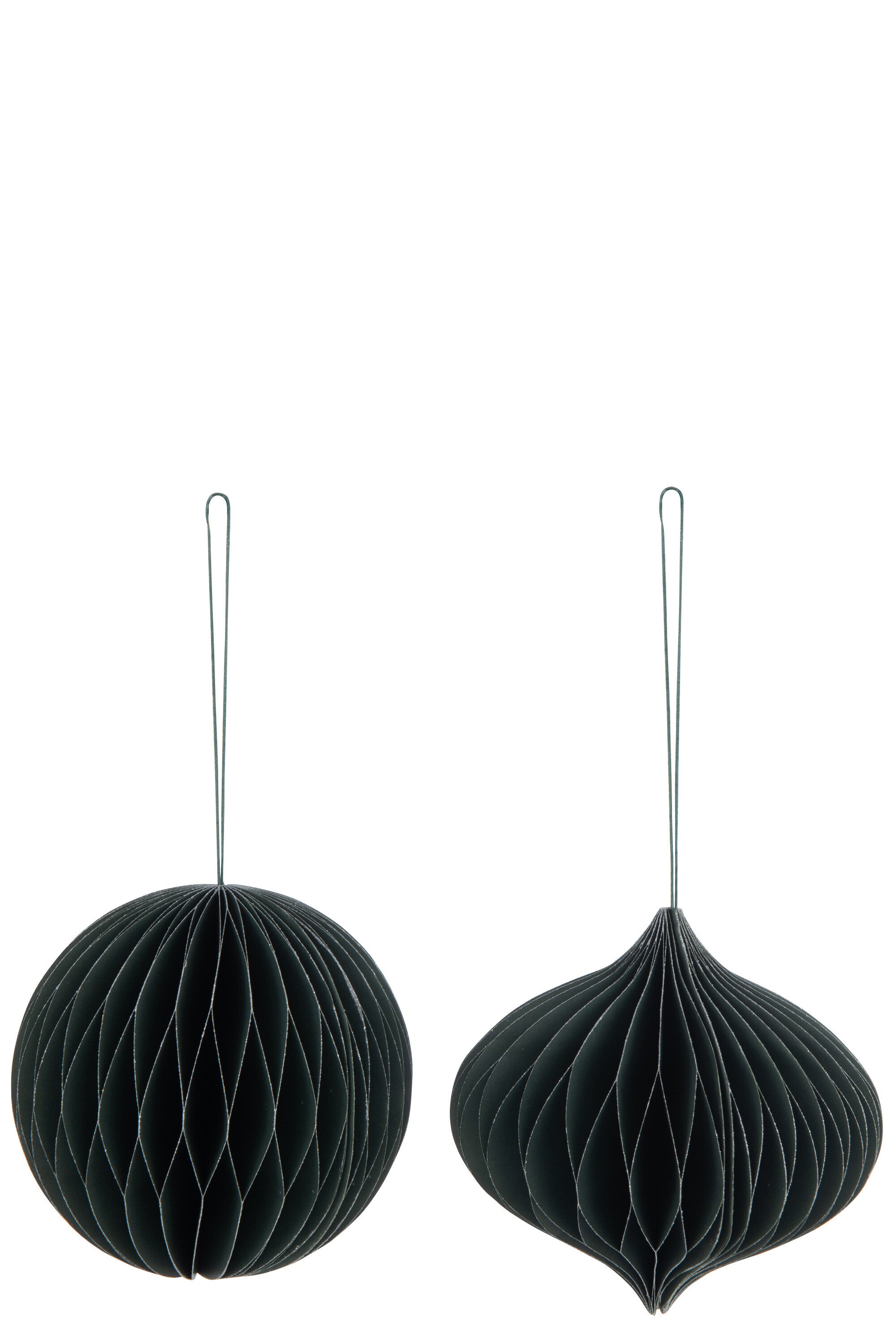 J-Line kersthanger Bal - papier - groen - large - 2 stuks