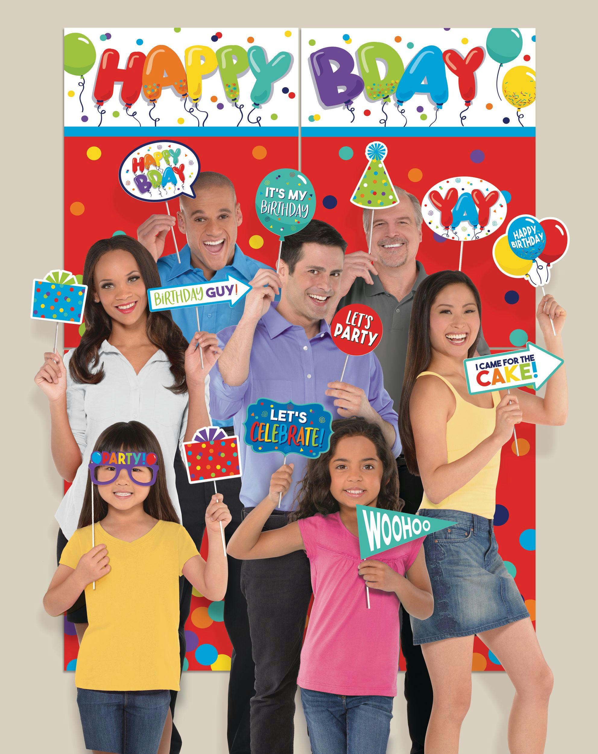 Birthday Balloons Scene Setter with Photo Booth Props