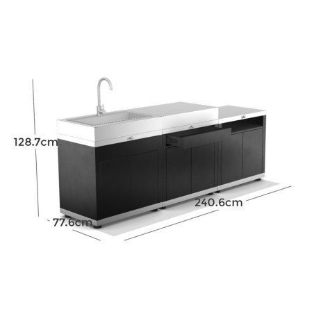 Cuisine extérieure en ligne 3 modules DUO avec évier - Le Marquier