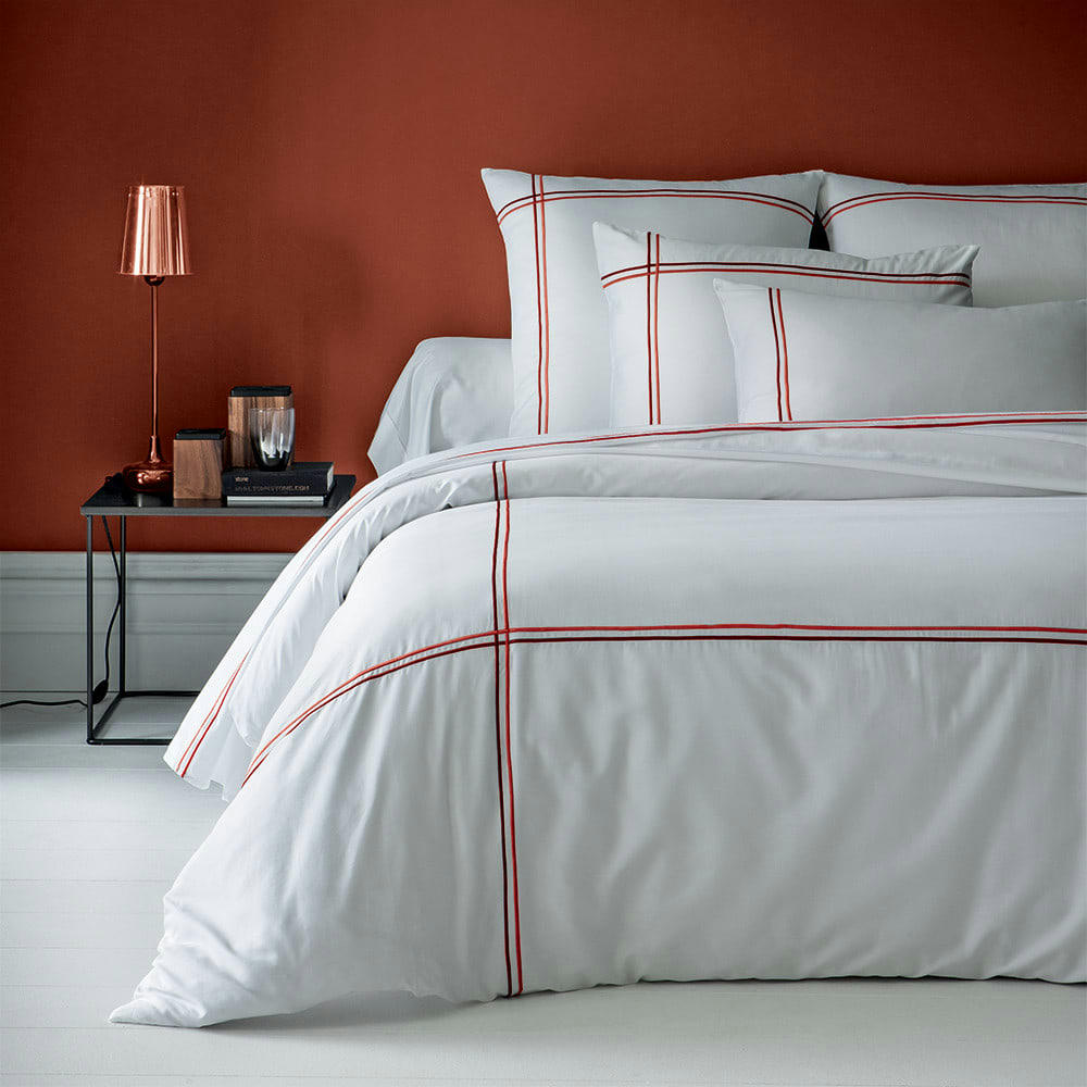 PALAIS CHIC ORANGE - Housse de couette  satin de coton 120 fils/cm² blanc 240x220