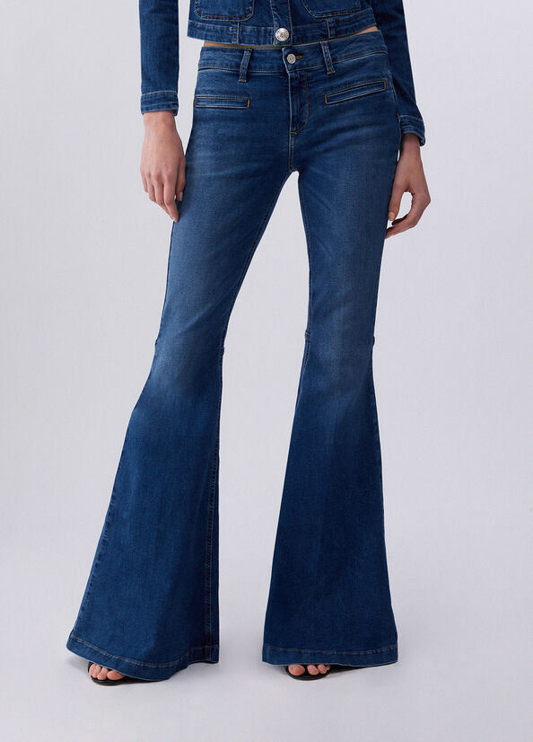 Jeans super flare a vita bassa