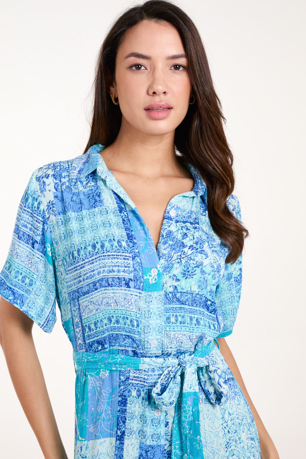 Blue Vanilla Button Through Shirt Dress