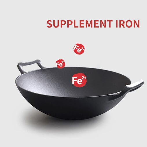 SOGA 2X 32cm Commercial Cast Iron Wok FryPan with Wooden Lid Fry Pan