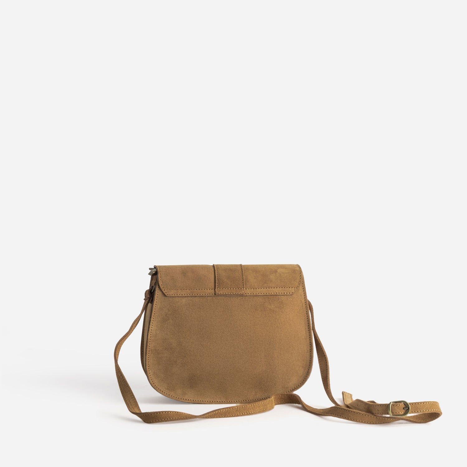 Sac bandoulière camel cuir velours