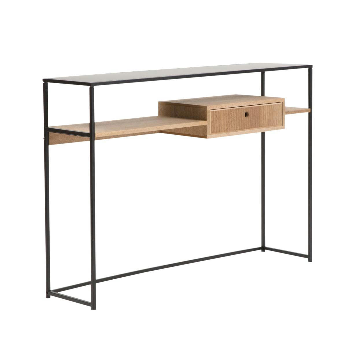 ORTENSE - Table console en métal noir 120 cm