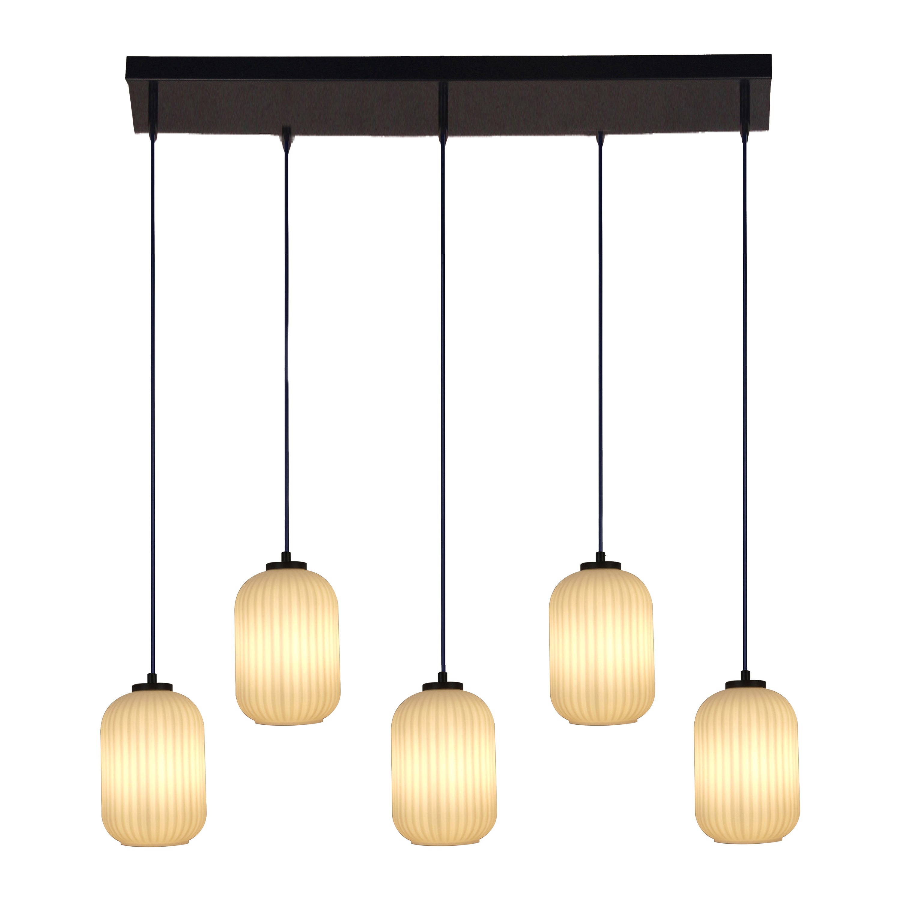 by fonQ Ribba Hanglamp - 5 Lichts - Opaalglas