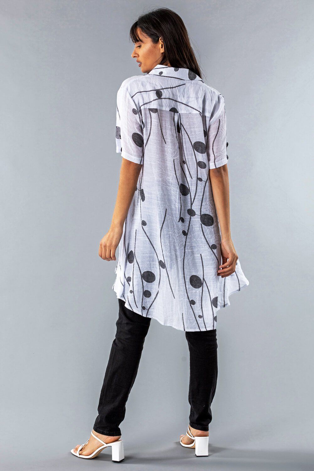 Roman Spot Print Button Through Shirt