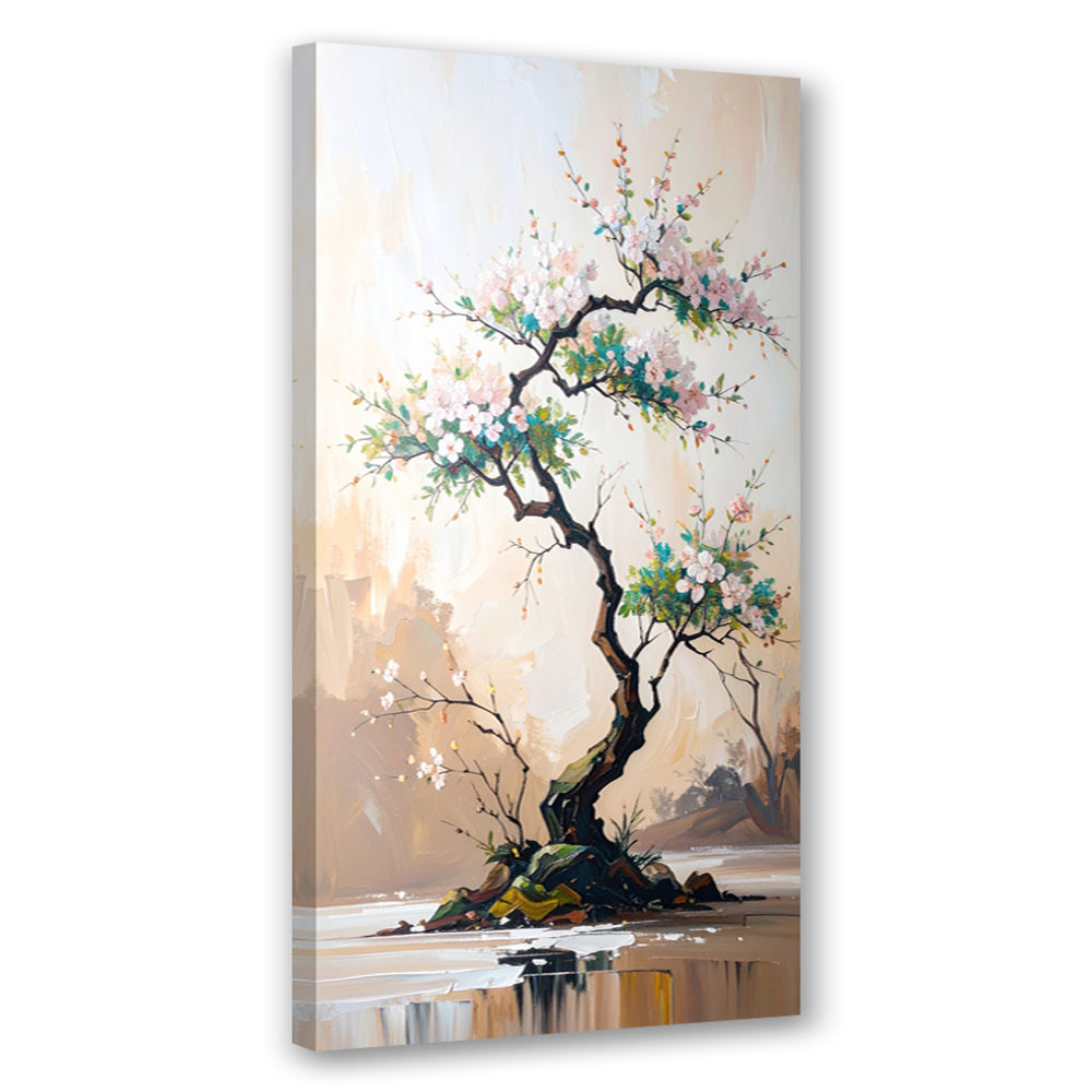 Obraz canvas do salonu kuchni, Drzewko Bonsai Białe Kwiaty Gałązki 40x80