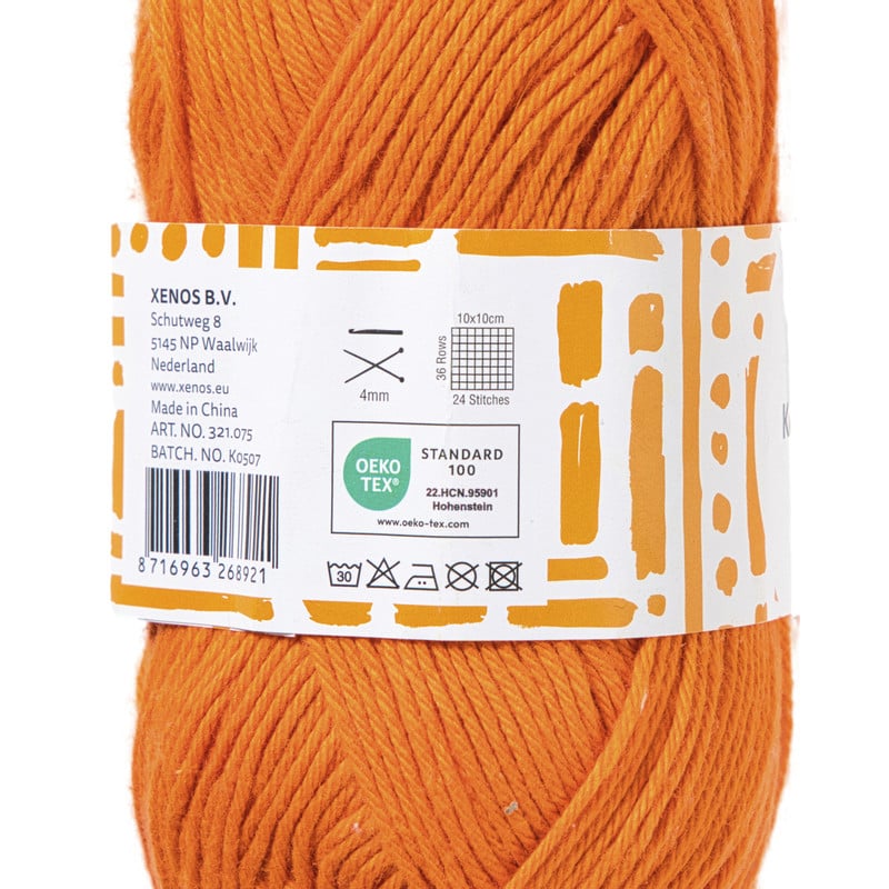 Garen katoen - oranje - 50 gram - 125 meter