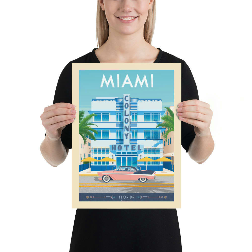 - Affiche Miami Colony Hotel 30x40 cm