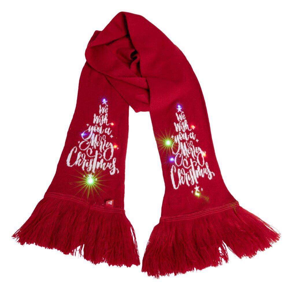 écharpe Merry Christmas lumineuse 12LED rouge