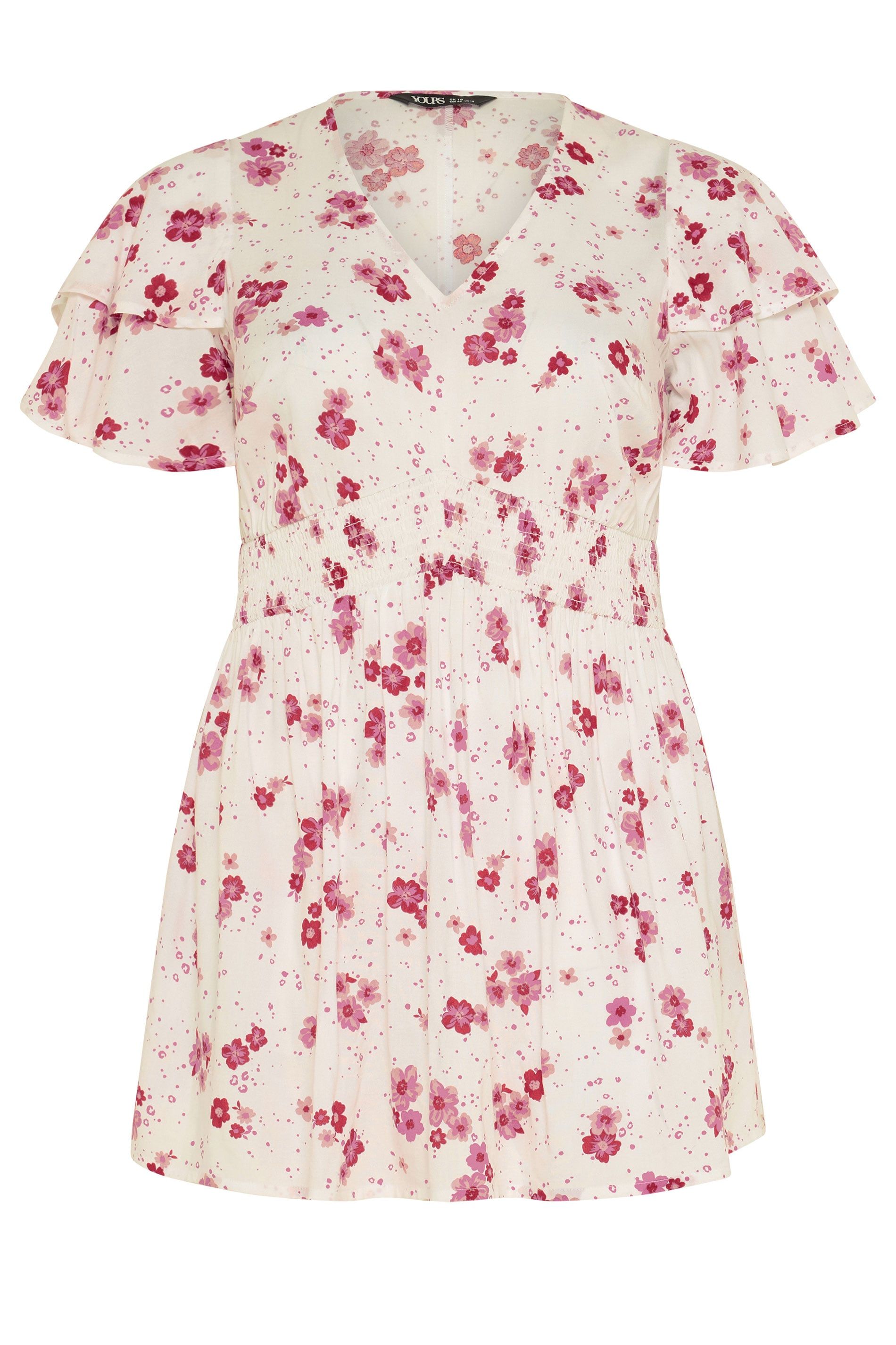 Yours Floral Flutter Sleeve Top