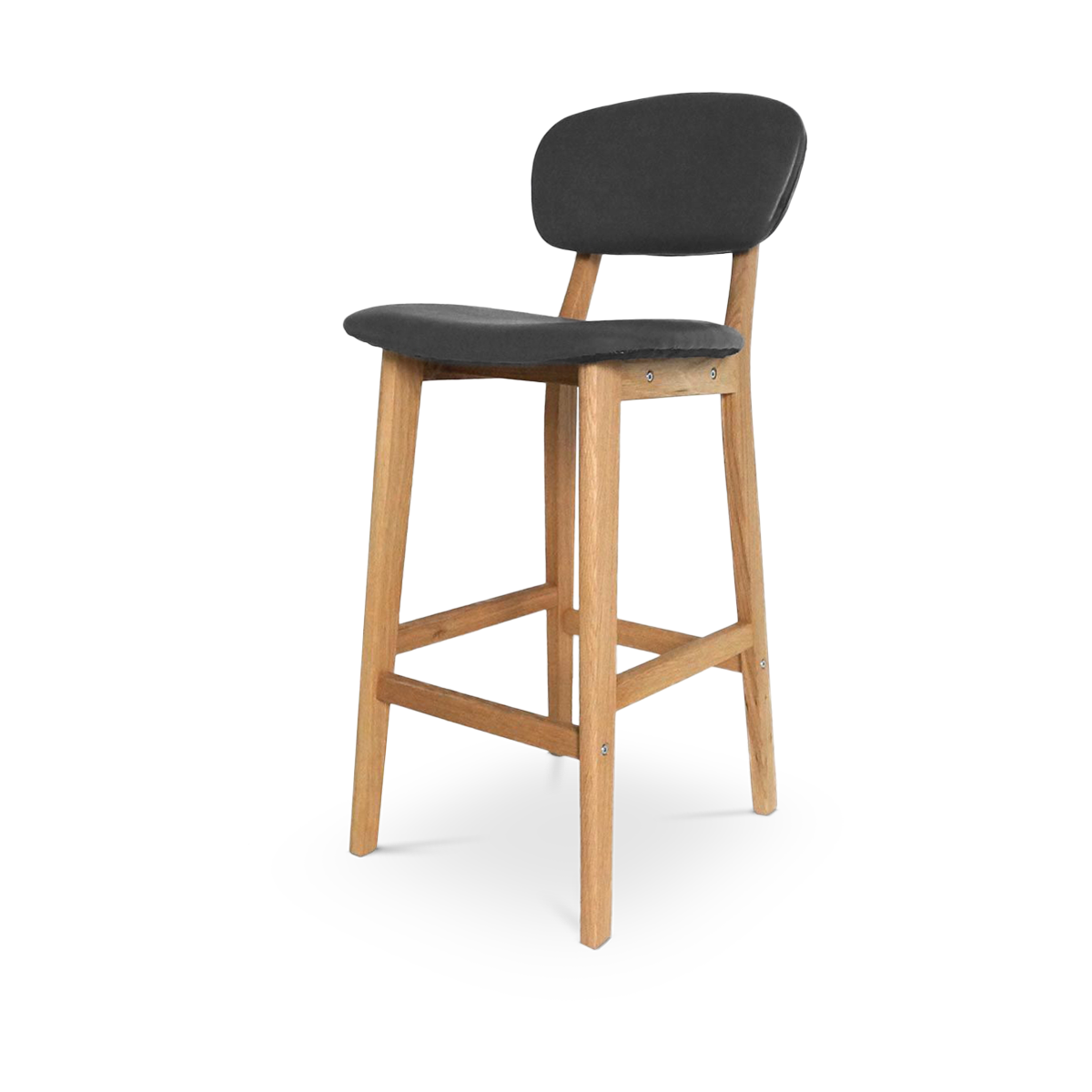 Essence Wood houten barkruk met kunstleren zitting - 65 cm