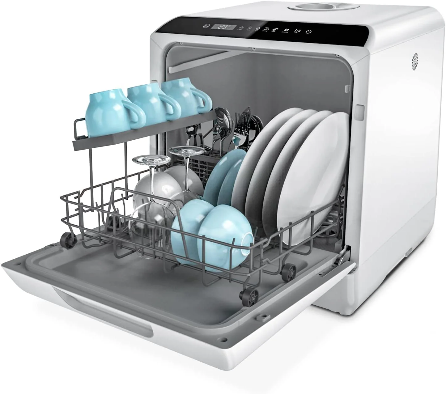 Countertop Dishwasher, 5 Washing Programs Portable Dishwasher With 5-Liter Built-in Water Tank For Glass Door