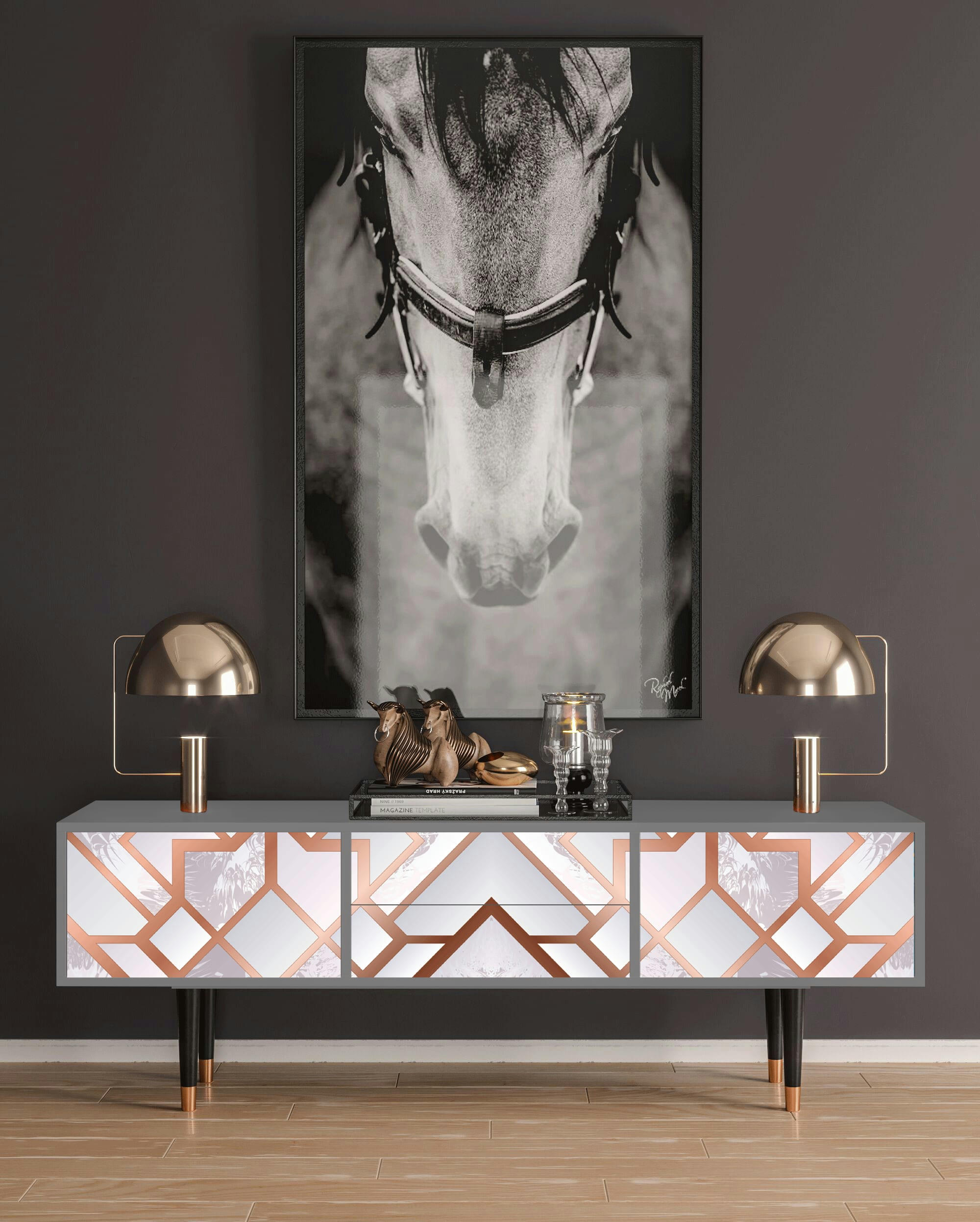 PASTEL FAIRYTALE - Meuble TV  rose clair 2 tiroirs et 2 portes L 170 cm