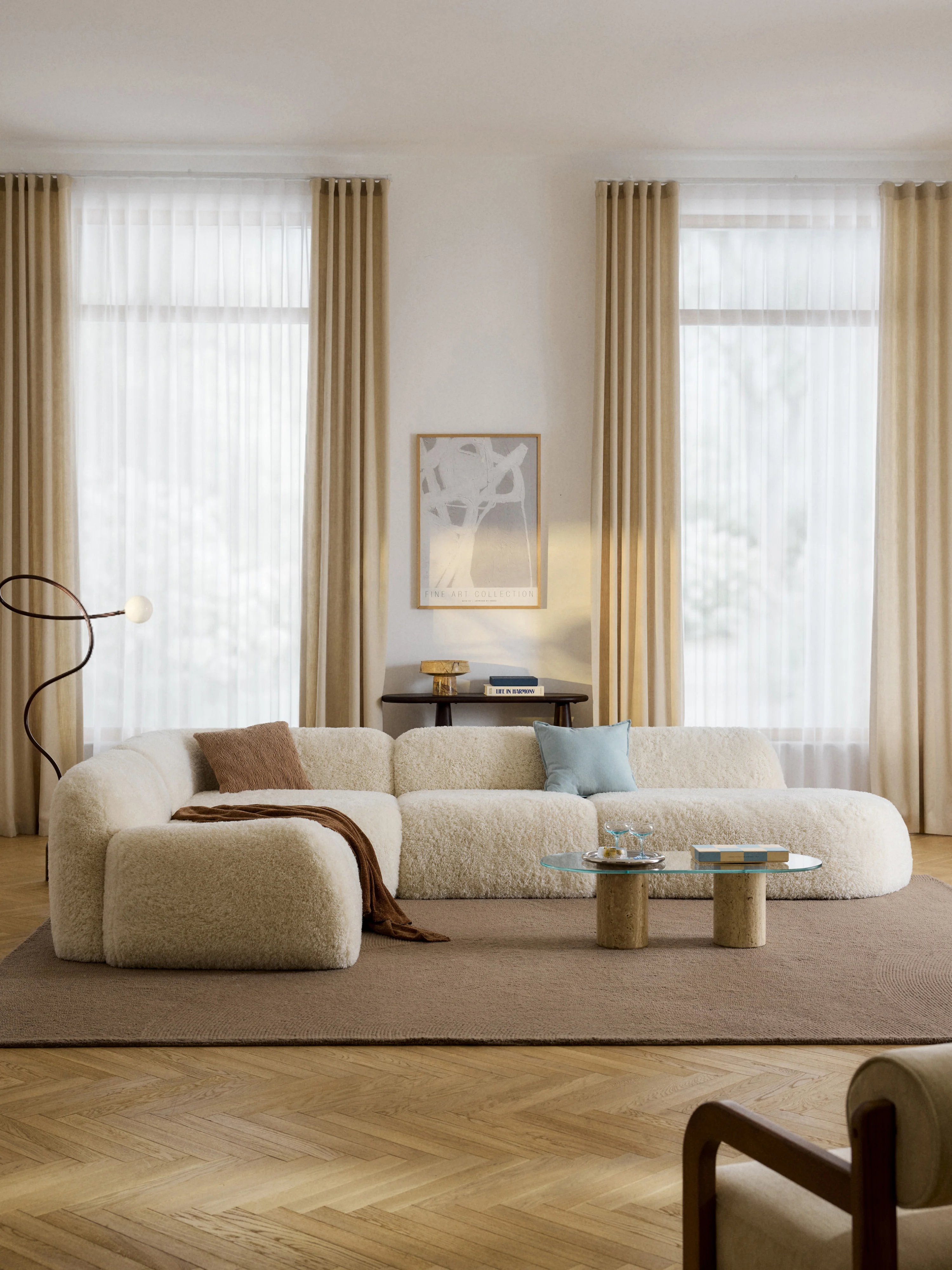 Modulares XL-Teddy-Ecksofa Wolke (4-Sitzer) mit Chaiselongue