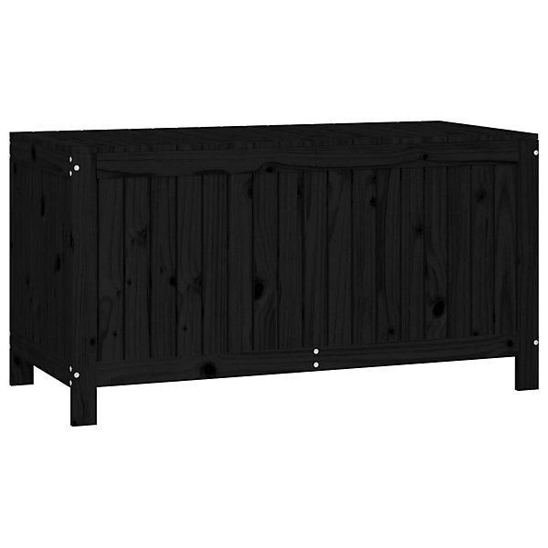 Coffre boîte meuble de jardin rangement bois noir Helloshop26