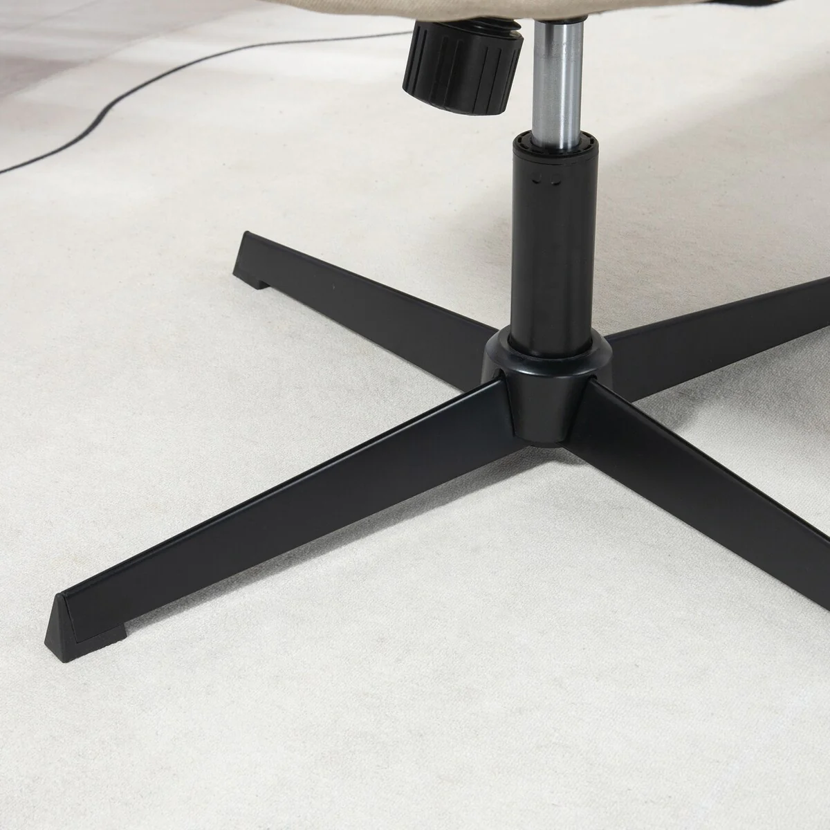 Beige Office Chair with Recline Function Cross Base Swivel Lounge Chair