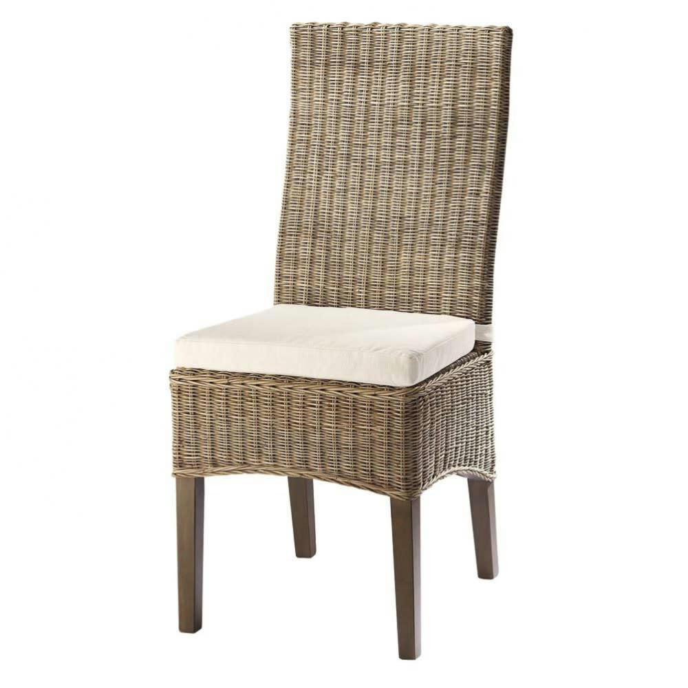 Hampton - Chaise en rotin et mahogany massif