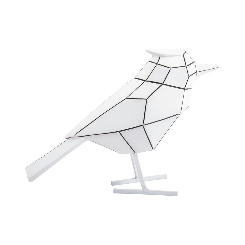 ORIGAMI - Statue origami bird stripes blanc H18cm