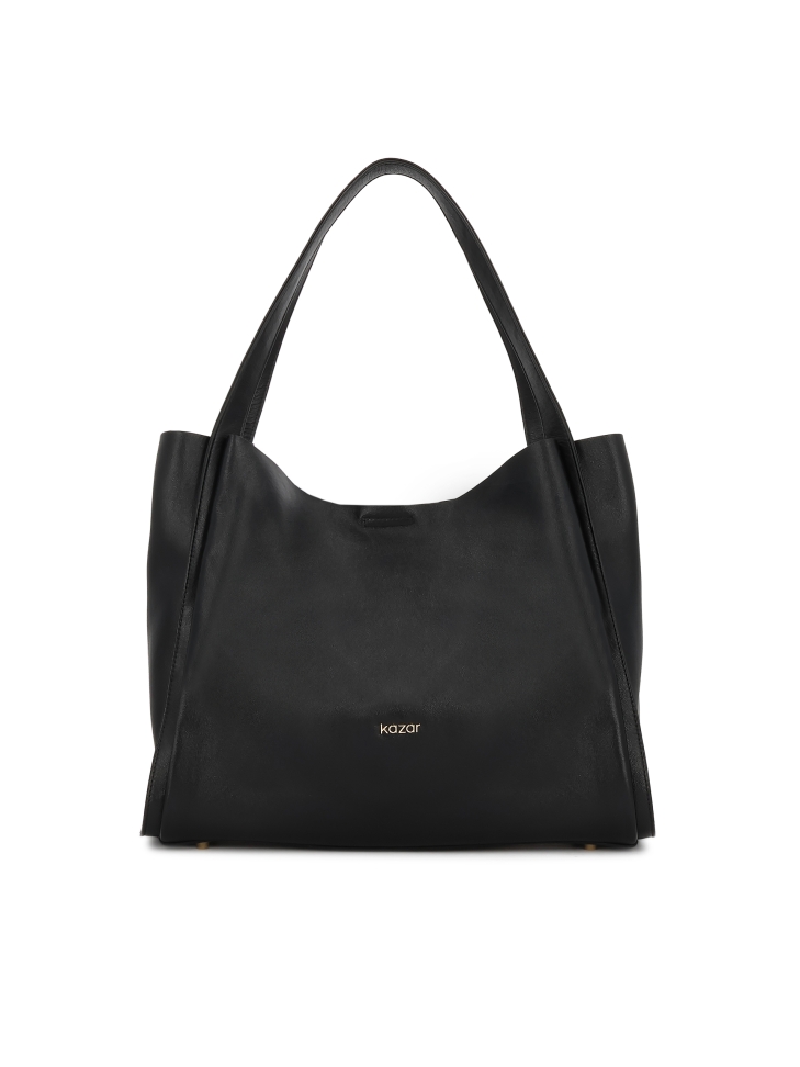 Black loose-fitting handbag with double handle