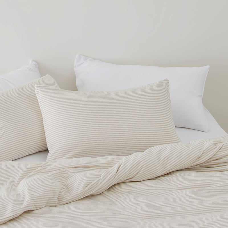 Ultra Soft Jersey Natural Stripe Quilt Cover Set
