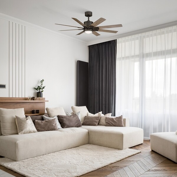 Renegade Indoor and Outdoor 8-Blade Smart Ceiling Fan 52in with 3000K LED Light Kit and Remote Control with Wall Cradle - 52
