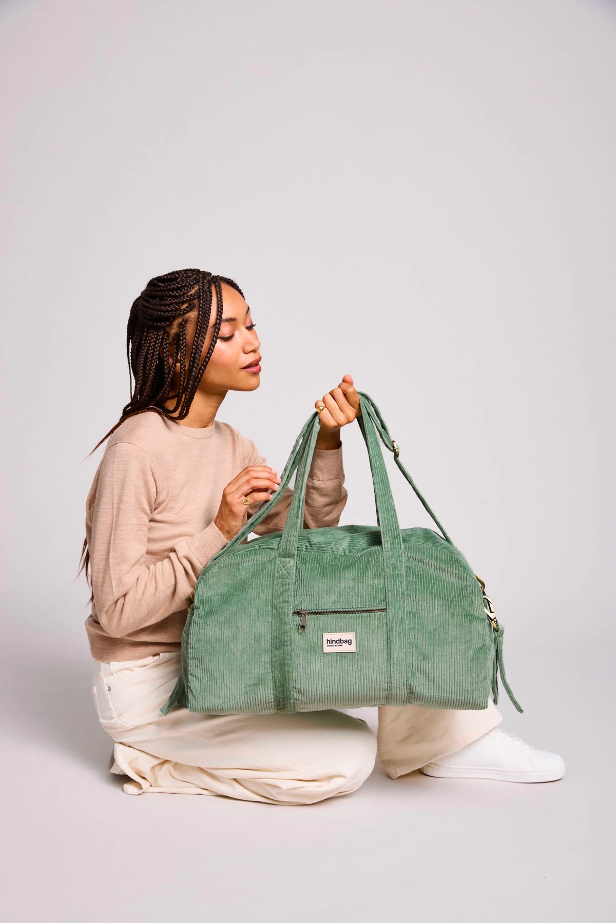 Sac à langer Basile Velours Vert d'eau