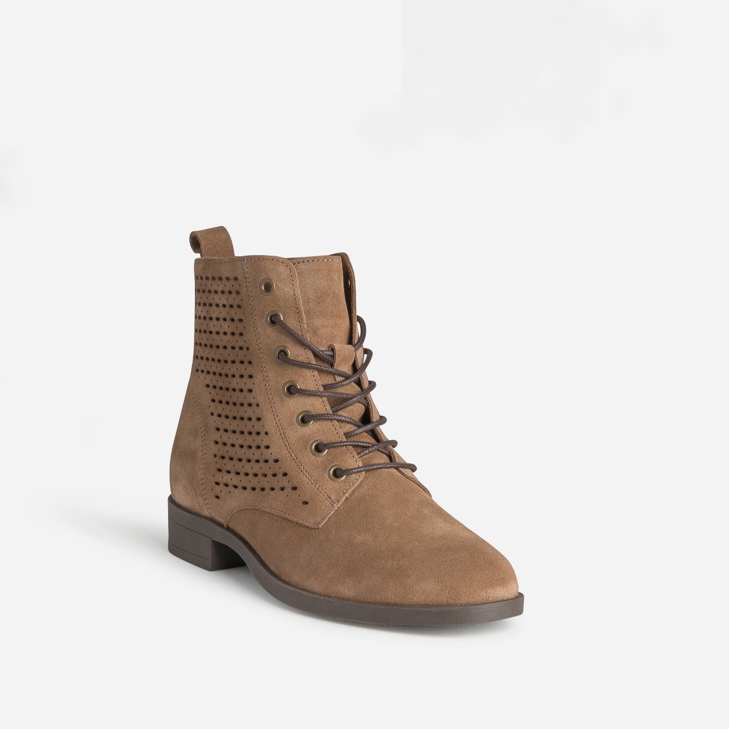 Bottine taupe cuir velours à lacet