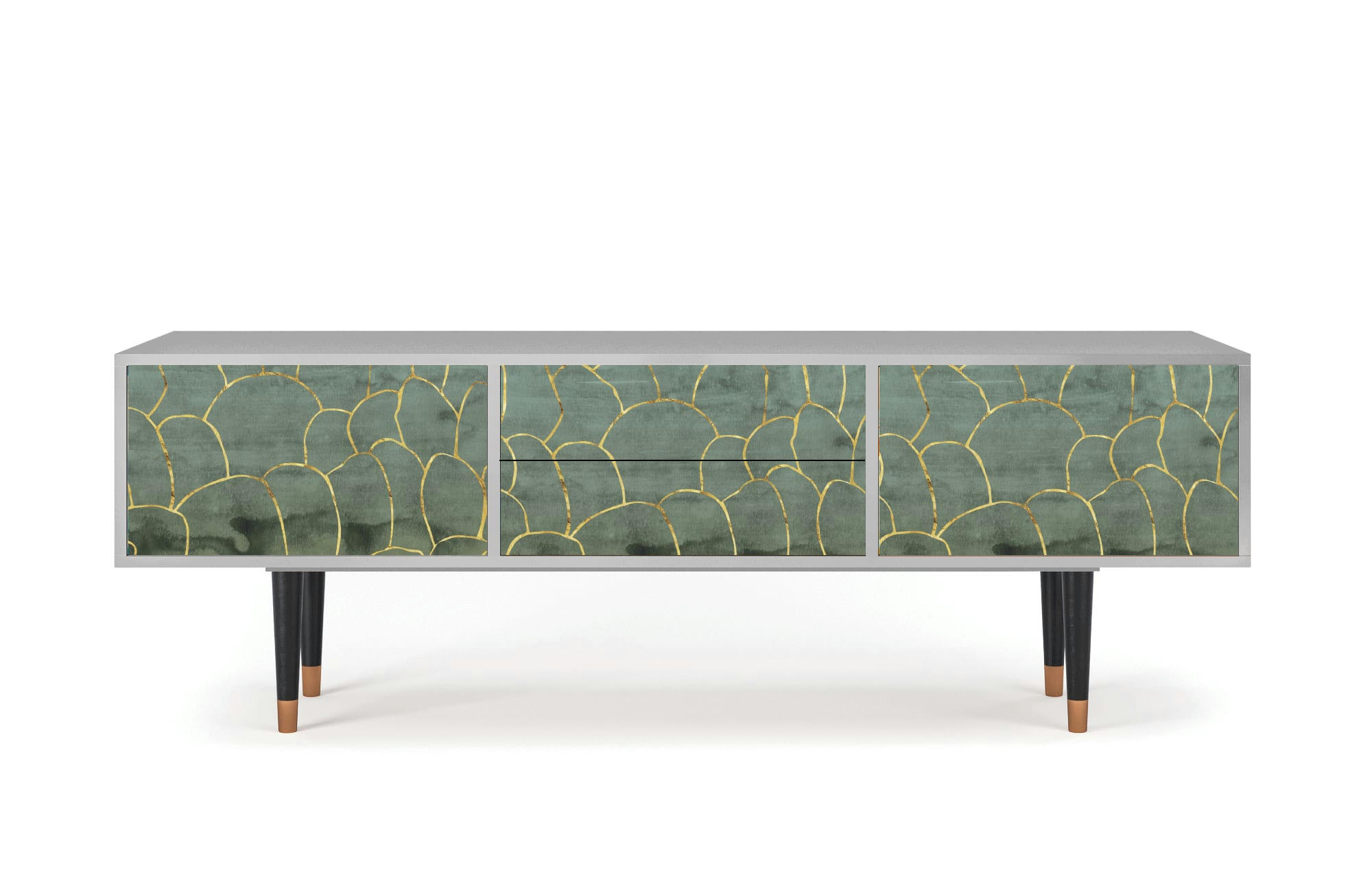 MAGNIFICENT WATER LILY - Meuble TV  bleu-vert 2 tiroirs et 2 portes L 170 cm