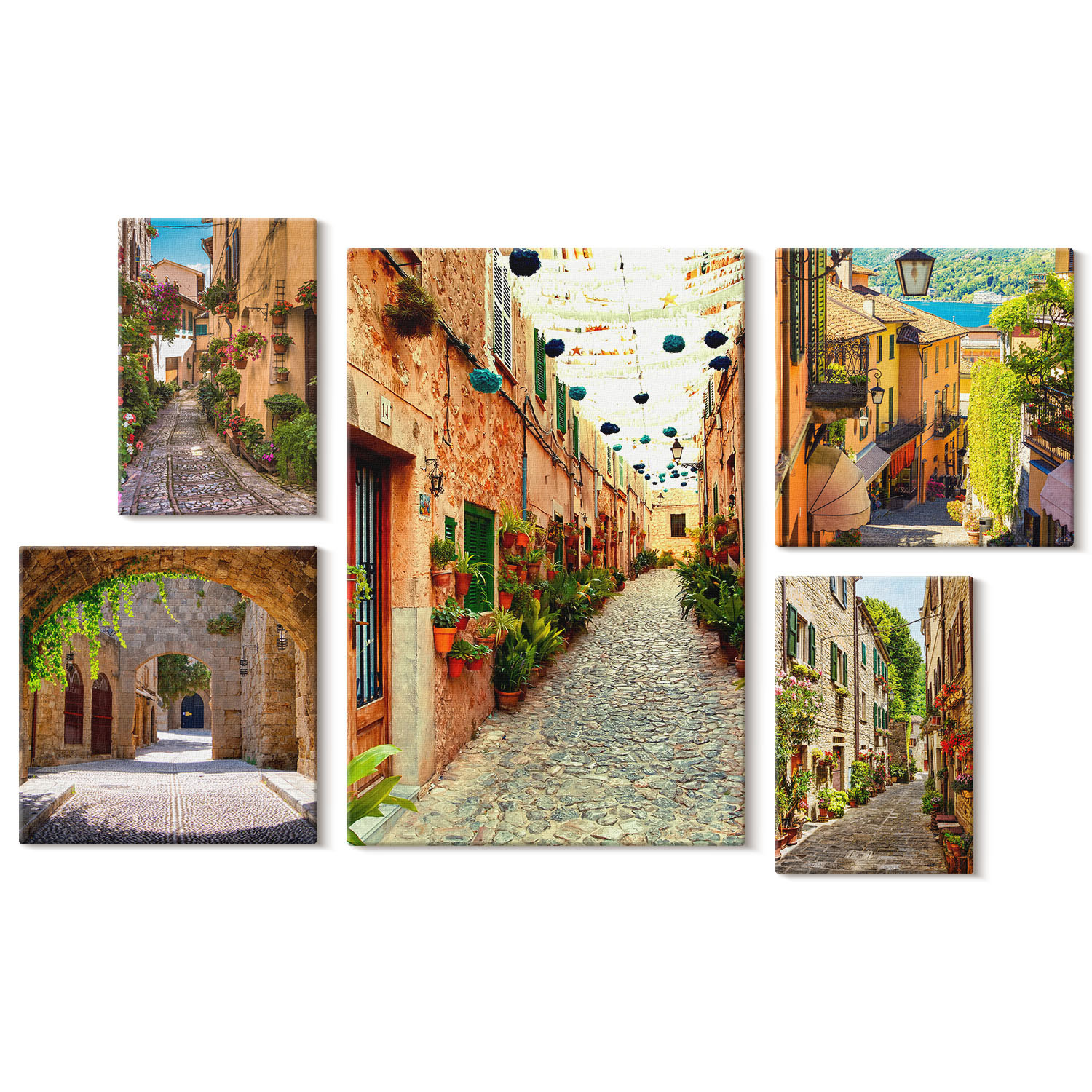 Obraz canvas 5 części Uliczki i rośliny|20x30, 30x30, 40x60|Wallfluent