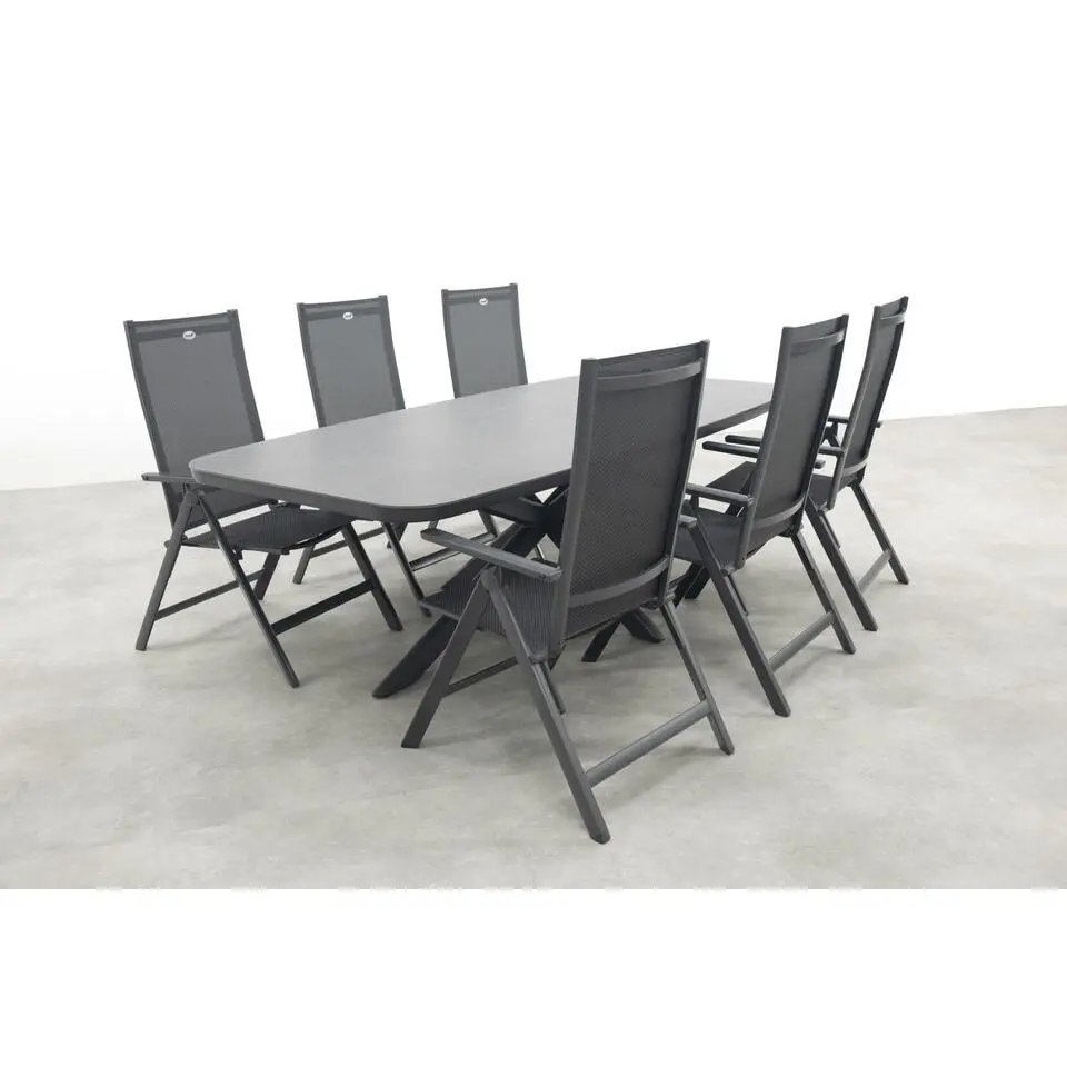 Hartman Napoli/Soreno deens ovale verstelbare tuinset 240x110 cm. - Licht grijs