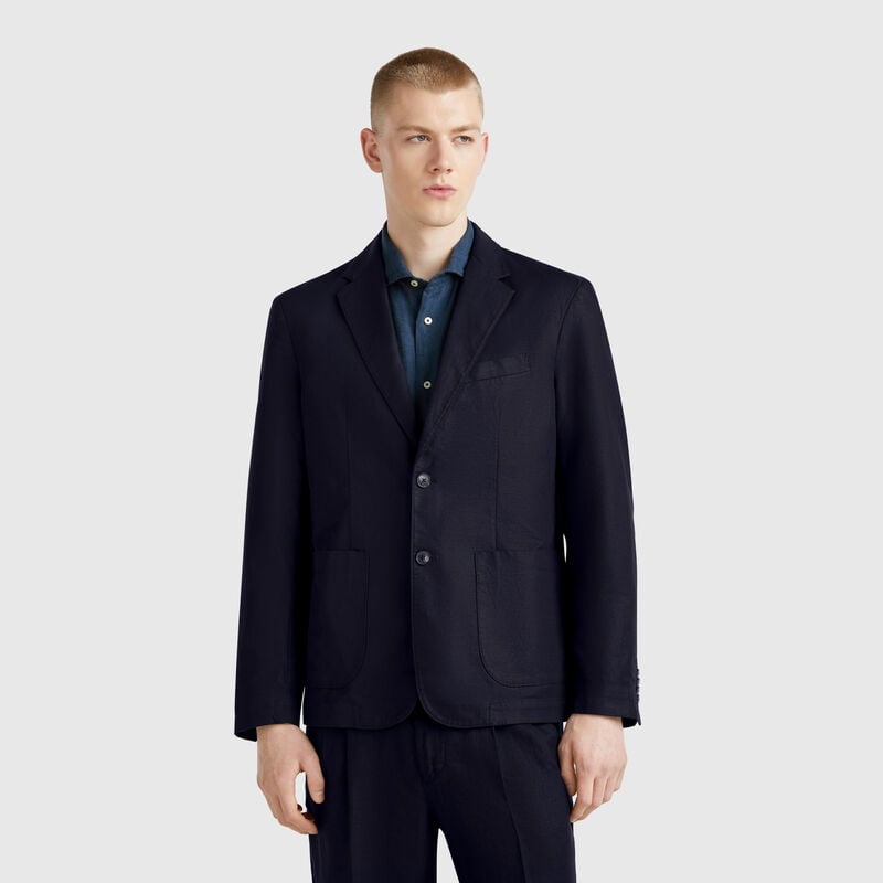 Slim fit blazer in linen blend