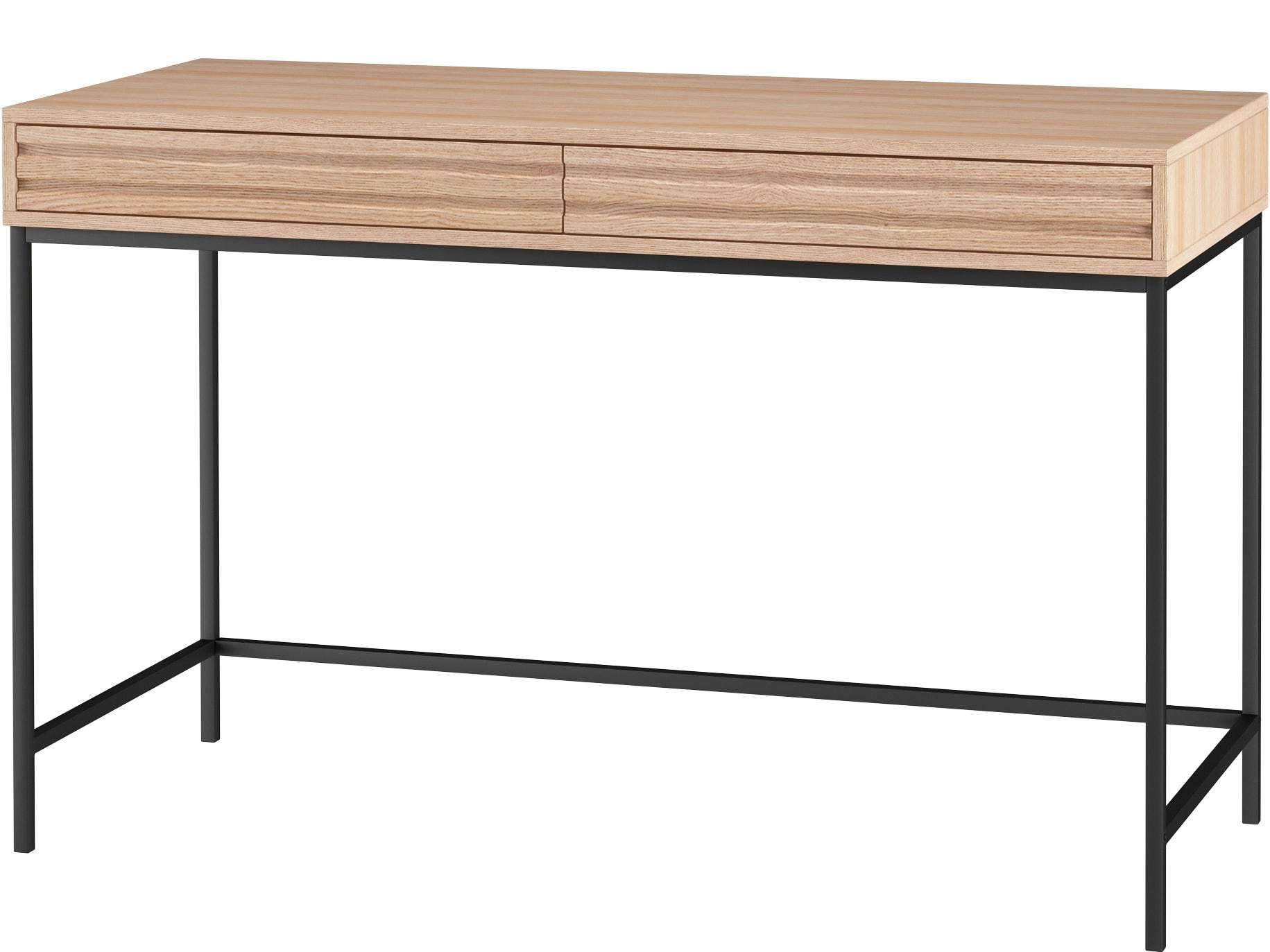 CELINE - Bureau 2 tiroirs en panneaux de particules chêne