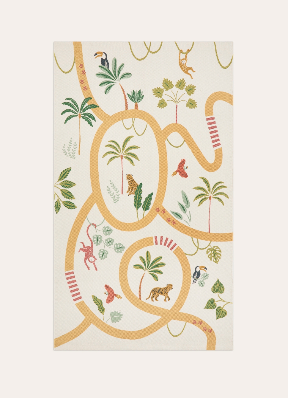 TAPIS EN COTON IMPRIMÉ CIRCUIT DANS LA JUNGLE MULTICOLORE
