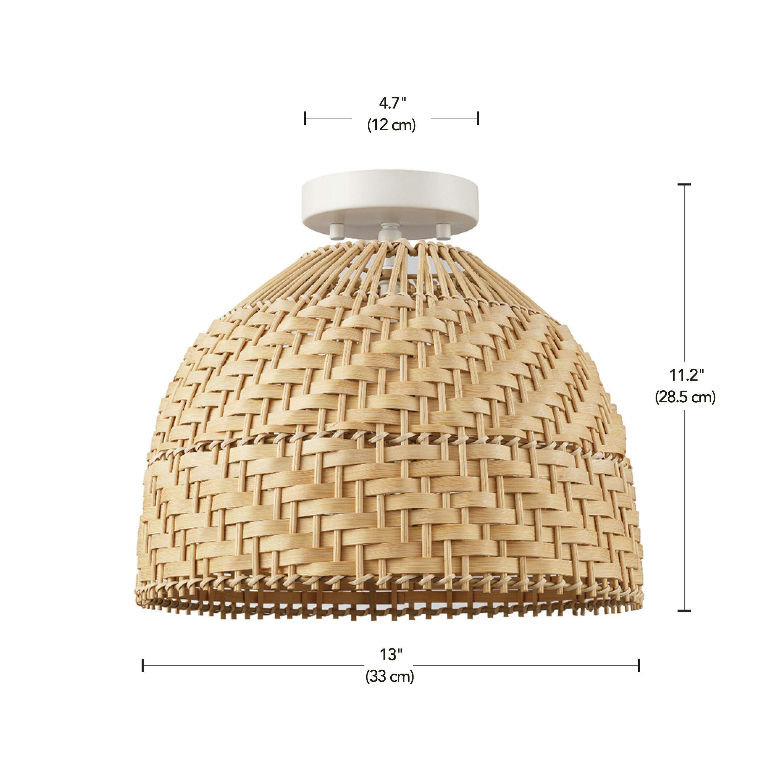 CANVAS Eastwind 1-Light Flush Mount Ceiling Light with Woven Shade, Matte White