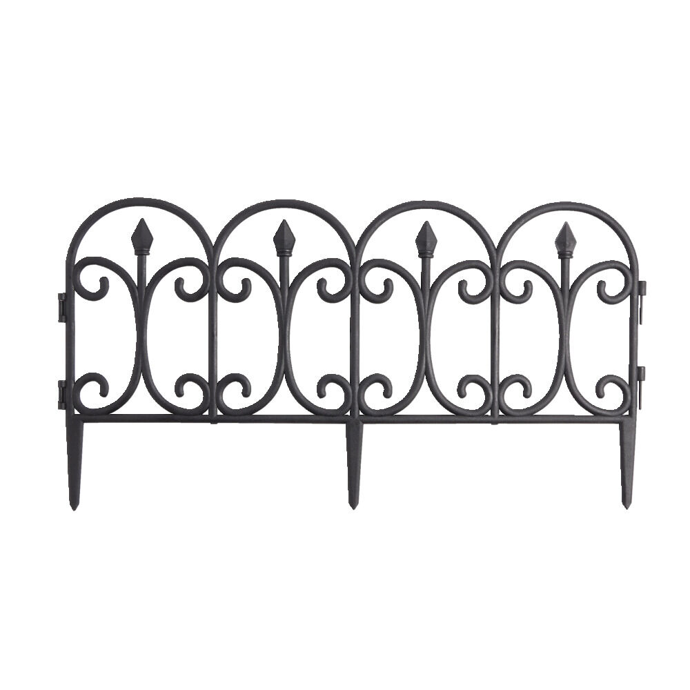 Bordure de jardin x4 plastique style fer forgé noir 50xH33cm