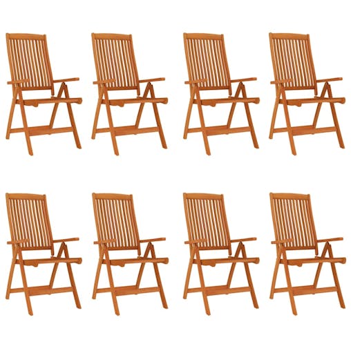 NNEVL Folding Garden Chairs 8 pcs Solid Wood Eucalyptus