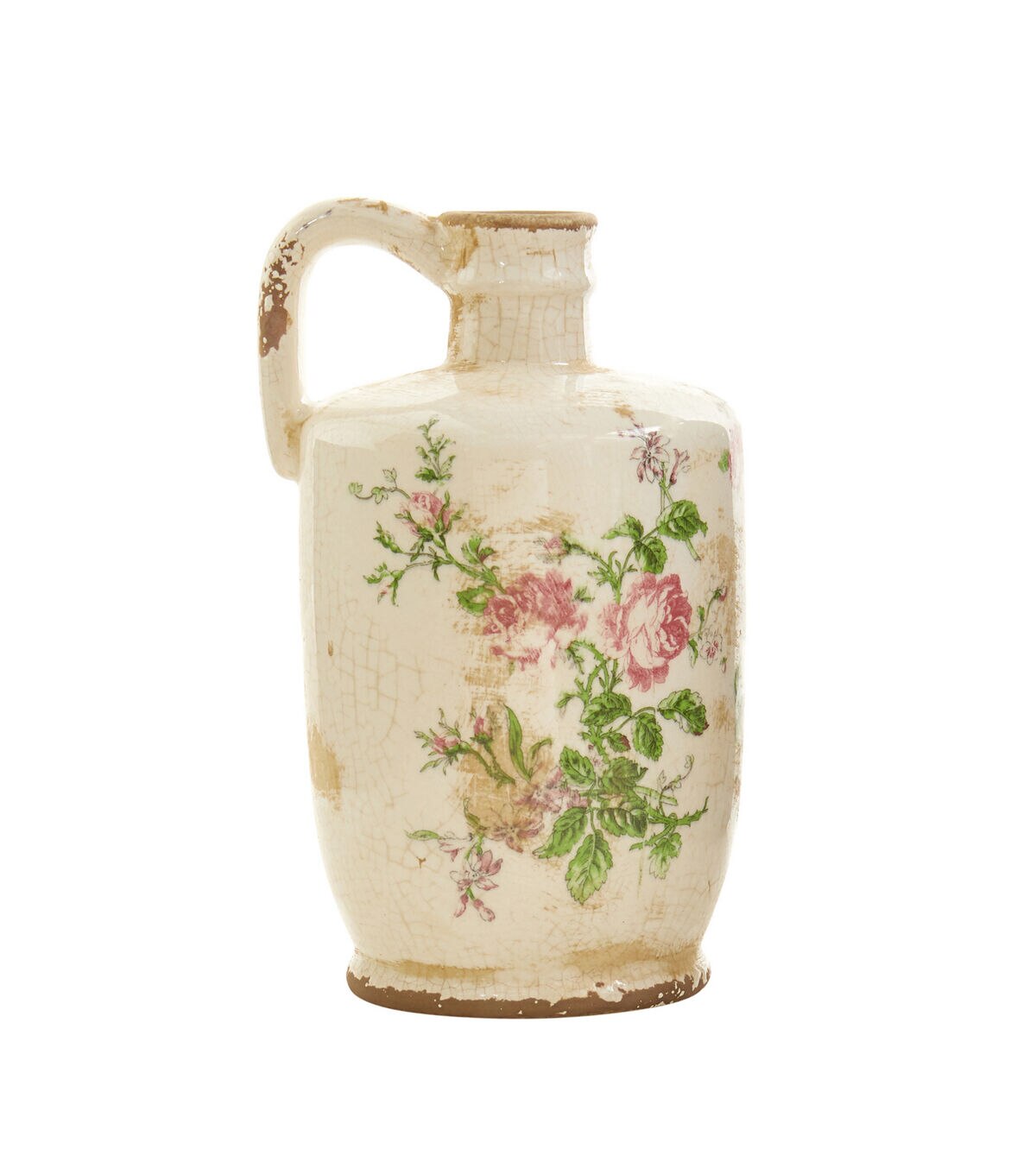 Nearly Natural 10 Tuscan Ceramic Floral Print Pitcher