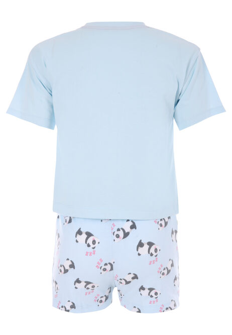 Girls Blue Panda Short Pyjama Set