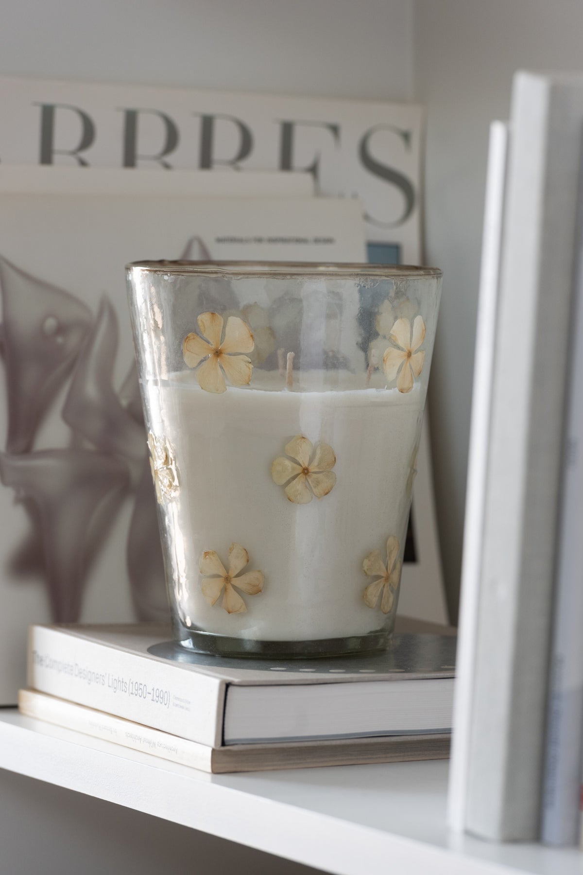 J-Line geurkaars Bloemen - Tender Rose - glas - transparant - medium - 55U