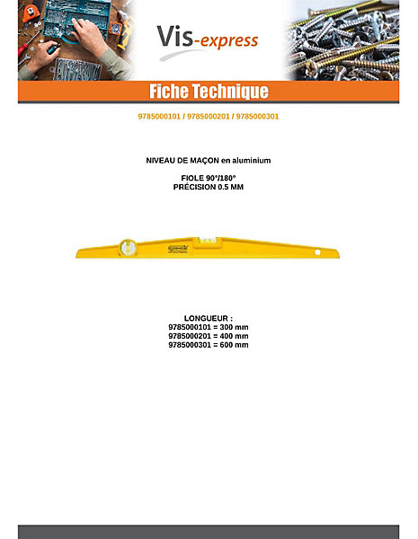 Niveau de maçon Longueur 600MM - 10 pièces